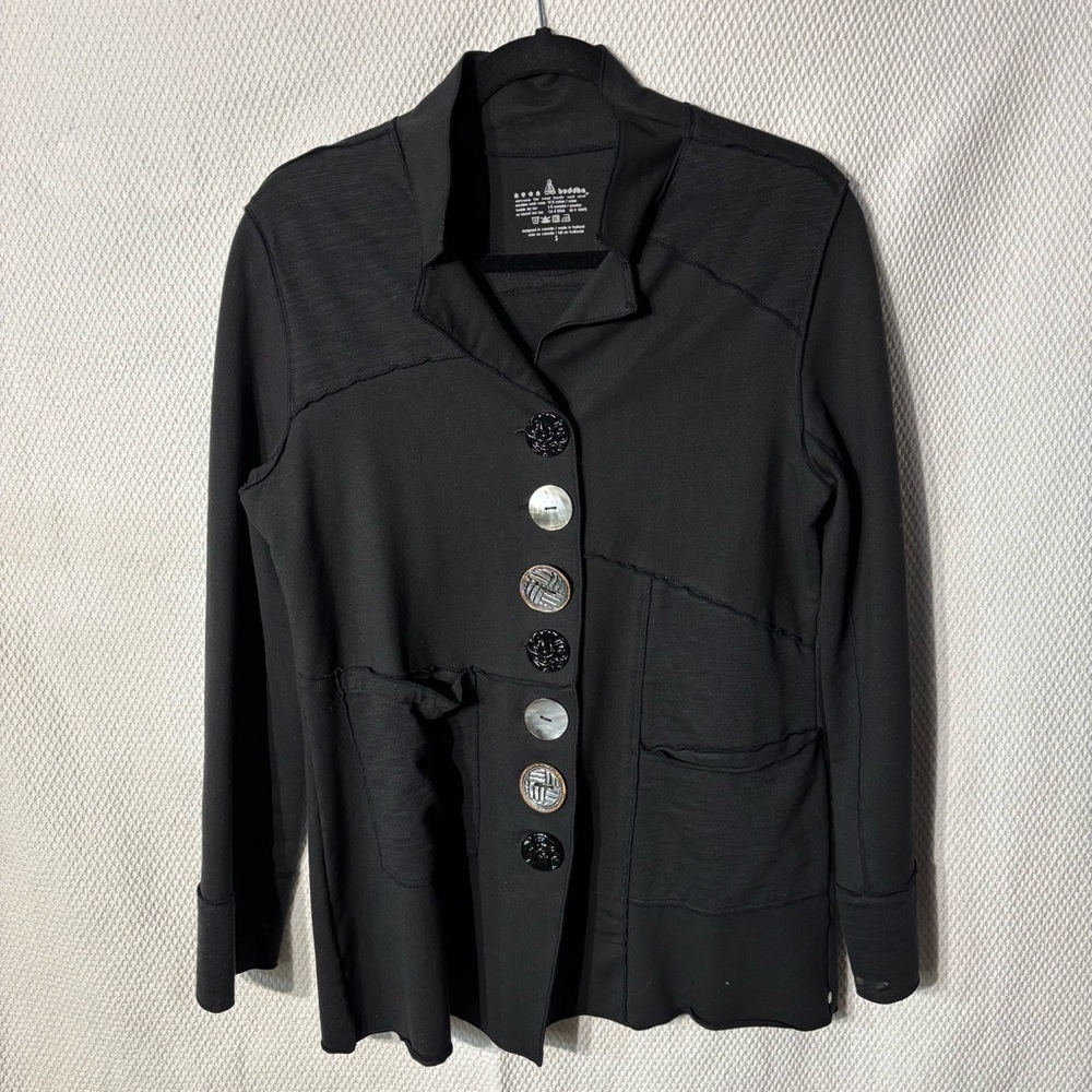 NEON BUDDHA Sz S Funky Button-Front Jacket - Elegant Everyday Layer Asymmetrical